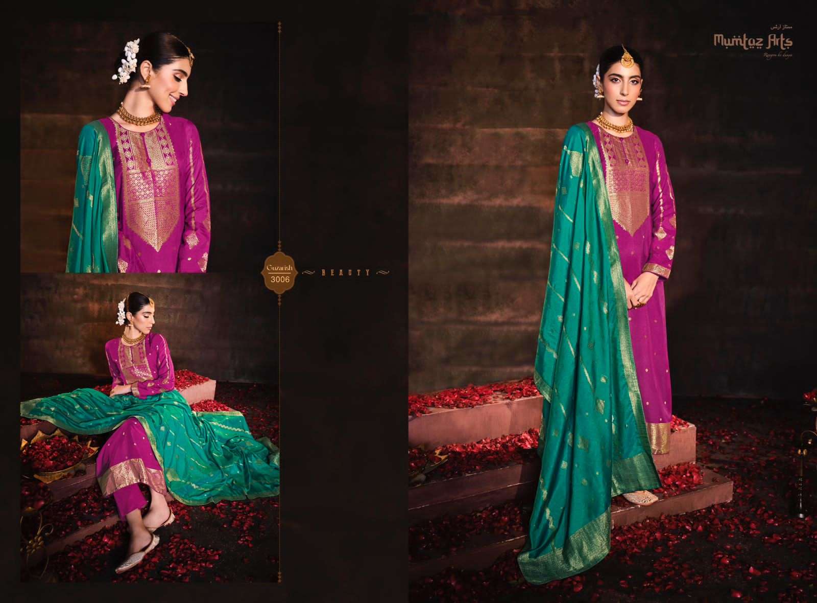 RANGON KI DUNIYA BY MUMTAZ ARTS 3001 TO 3006 SERIES BEAUTIFUL SUITS COLORFUL STYLISH FANCY CASUAL WEAR & PURE VISCOSE DOLA JACQUARD DYED DRESSES AT WHOLESALE PRICE